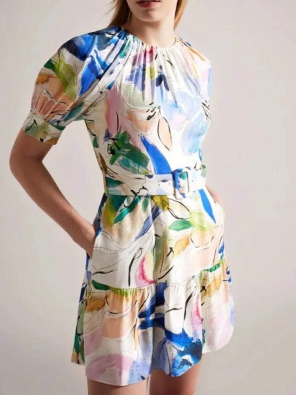 Ted Baker Ritahh floral mini dress multicolor women's size 3